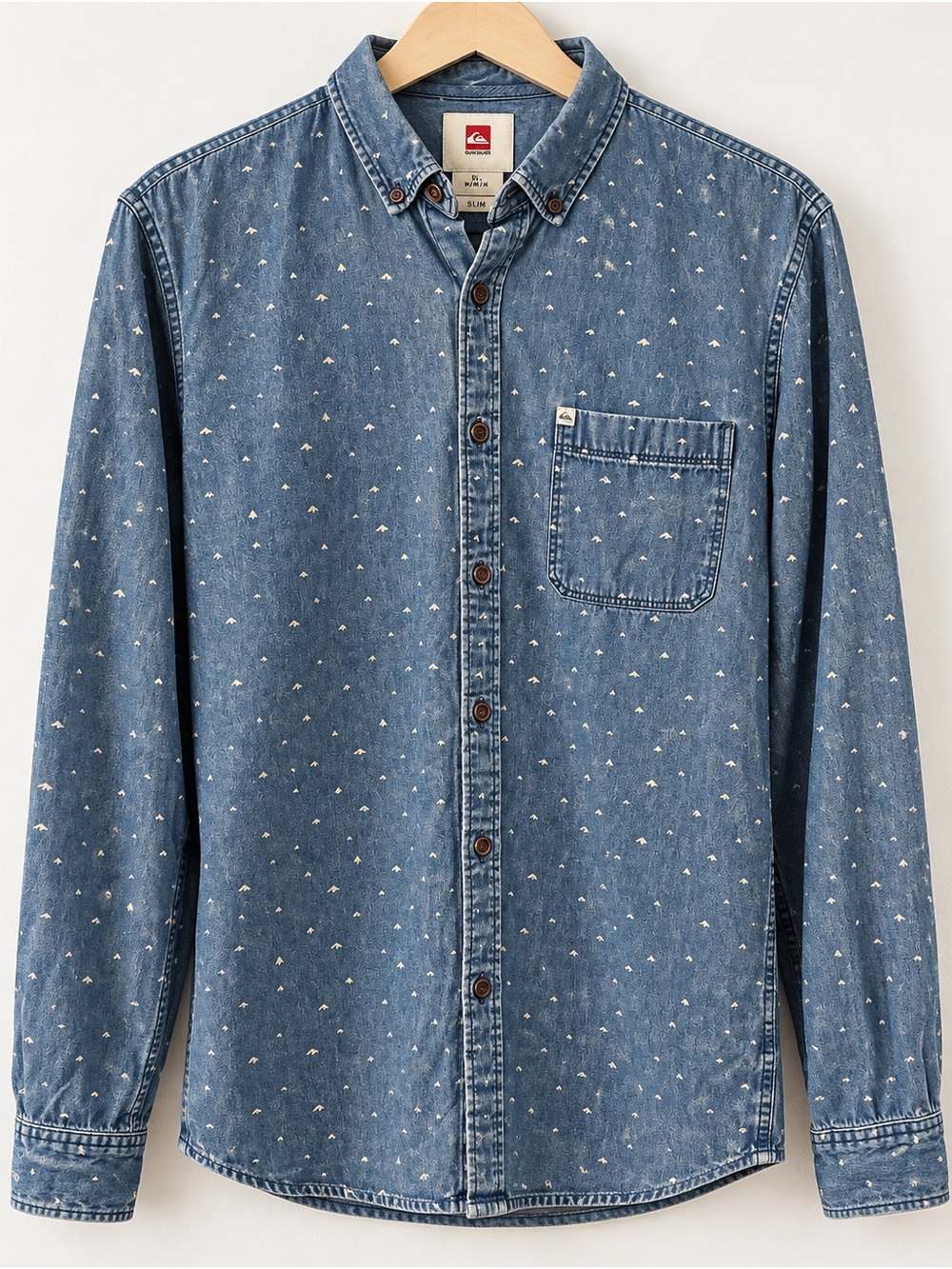 Quiksilver Slim Fit Printed Chambray Shirt Size M